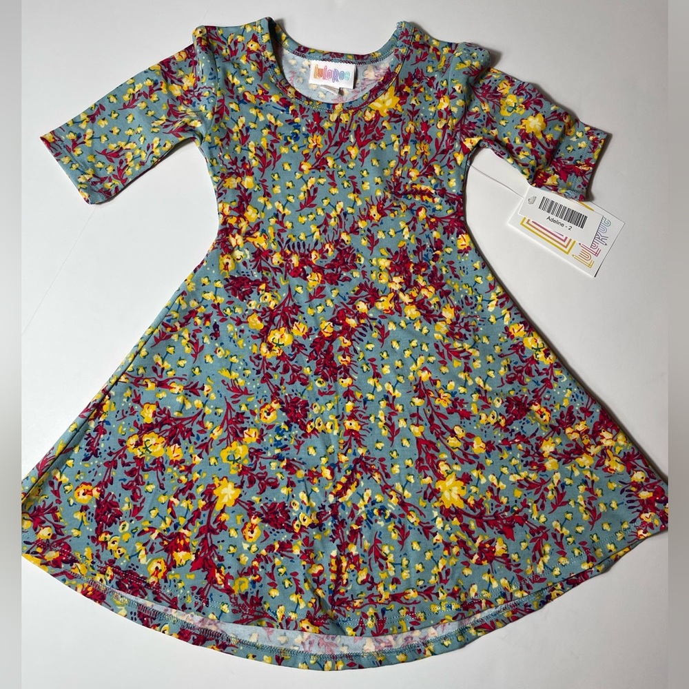 LuLaRoe Kids Dress in Blue and Red Floral